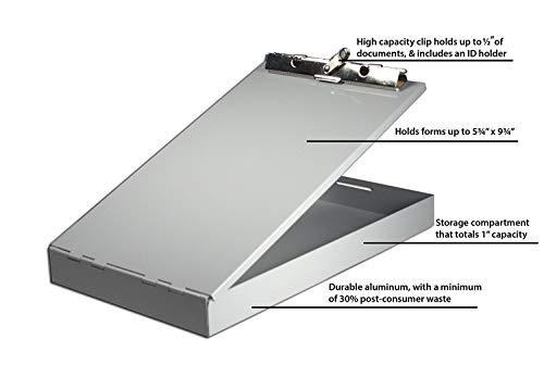 Redi-Rite Saunders Silver Memo Size Aluminum Redi Rite Storage Clipboard with 1 Inch Storage Compartment and Self Locking Latch - Form Holder Perfect for Contractors, Truckers, and Office Use