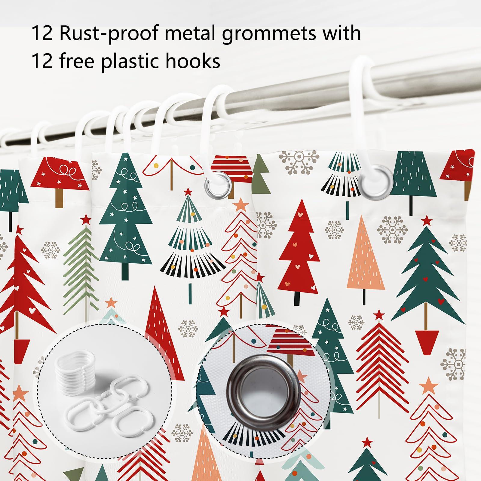 MEHOFOND MEHOFOND Christmas Shower Curtains for Bathroom Christmas Tree Shower Curtain Winter Xmas Tree Snowflake Pattern Bathroom Decor Washable Durable Fabric Shower Curtains 72x72 inch
