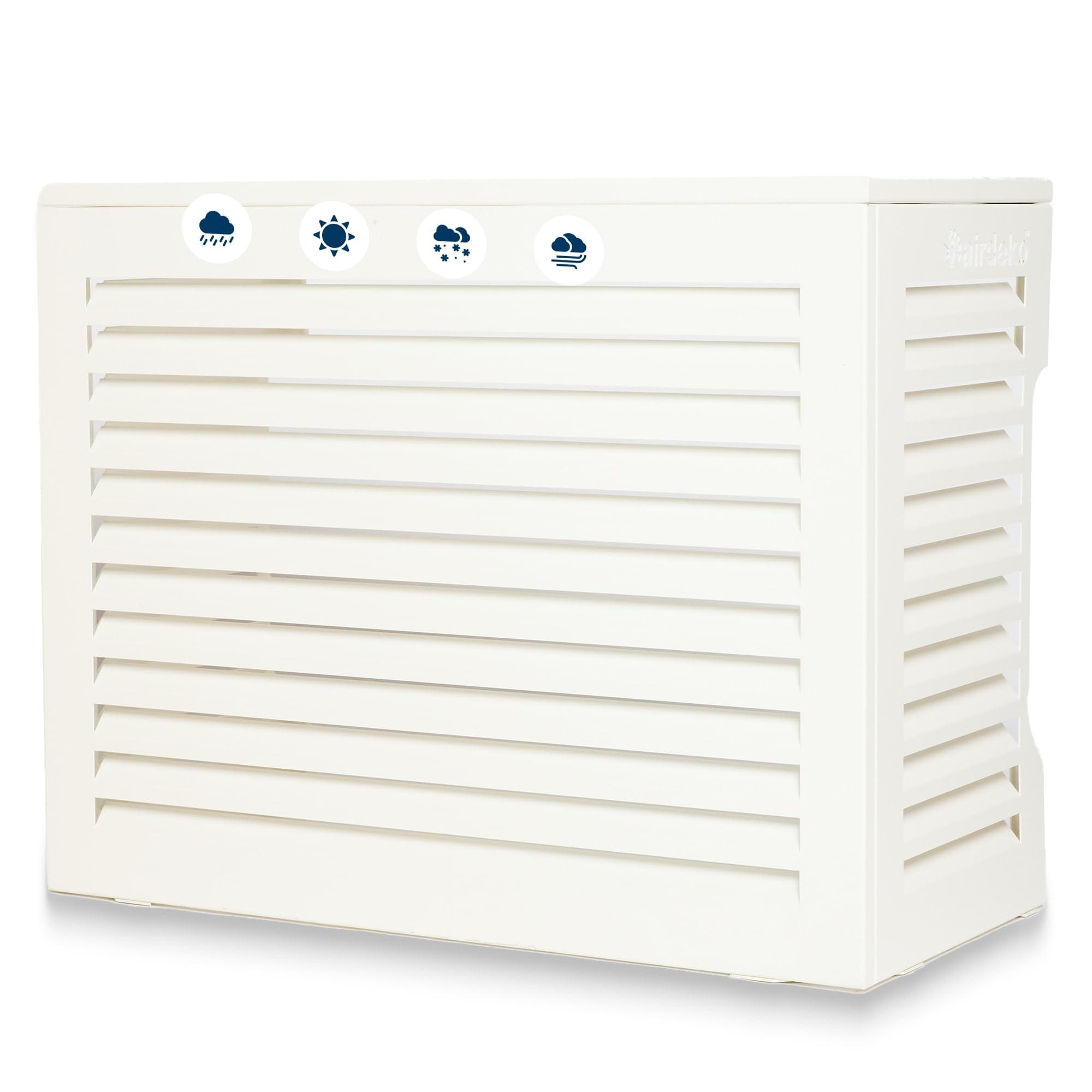 airdeko Airdeko's Mini Split AC Cover for Outside Units Sturdy Aluminum, Optimal Performance & Protection of Mini Split System Outdoor Condenser Compatible with Airdeko's Anti-Theft System (White, Small)