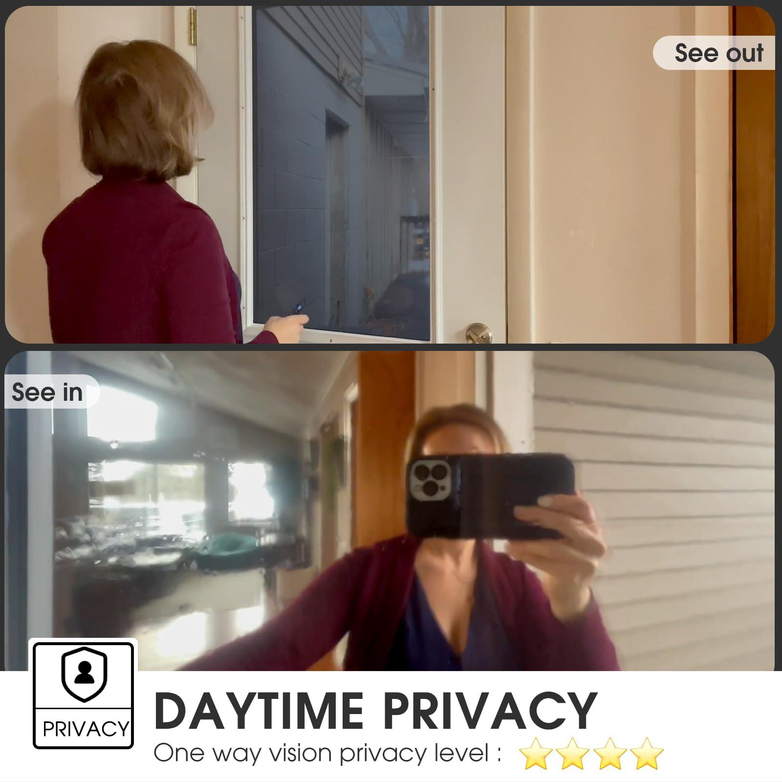 ColorfulHall ColorfulHall Window Film Privacy One Way Window Tint for Home Reflective See Out not in Light Heat Blocking for Doors and Windows(Black 35.4X78.7)