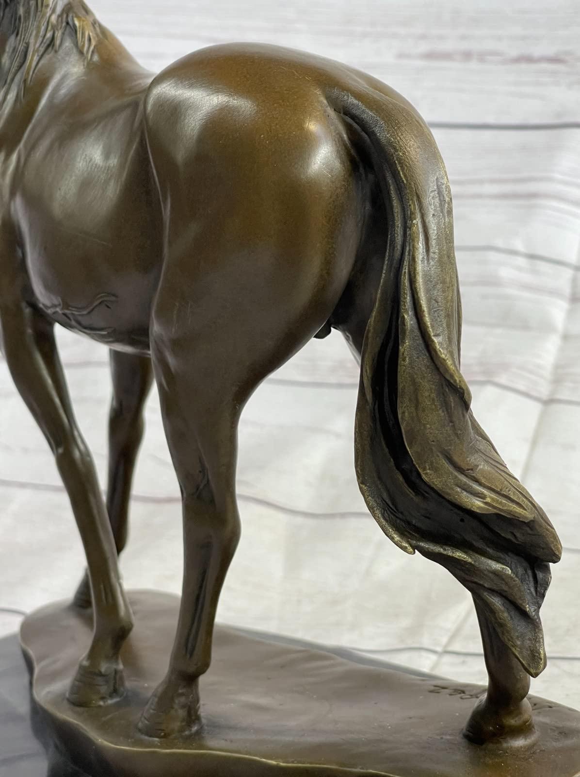 EUROPEAN BRONZE EUROPEAN BRONZE Handcrafted Bronze Sculpture Sale Base Marble Horse Arabian Lost Wax Art Handmade Gift Home Bronze Statue