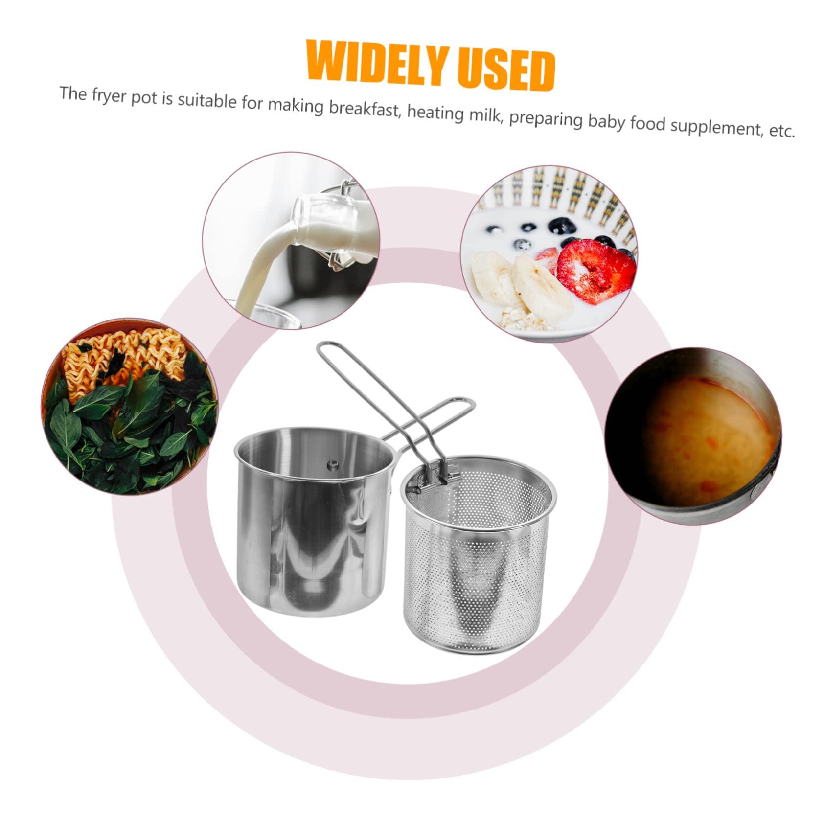 KICHOUSE KICHOUSE Stainless Steel Deep Fryer Pot with Frying Basket Multi Use Cooking Kit for Home Portable Frying Pan with Handle Ideal for Frying Boiling and Steaming