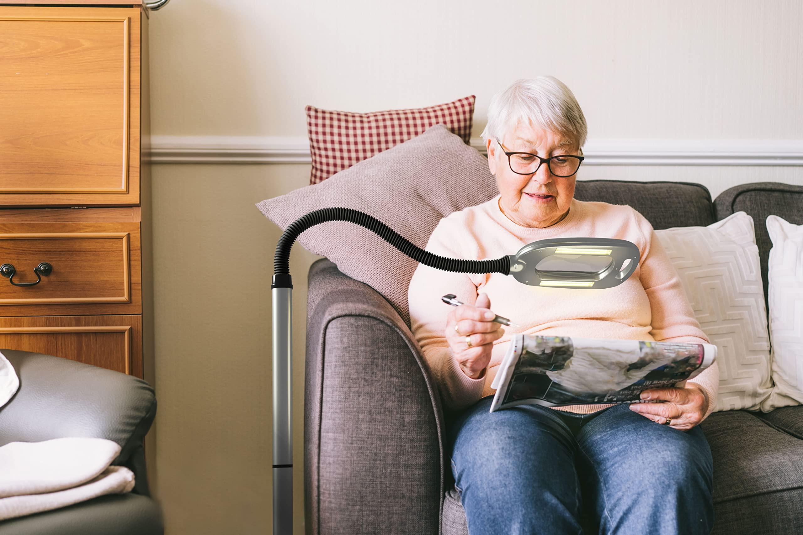 LIGHT IT! LIGHT IT! By Fulcrum, 20072-401 MultiFlex LED Floor Magnifier Lamp, Silver, Single pack