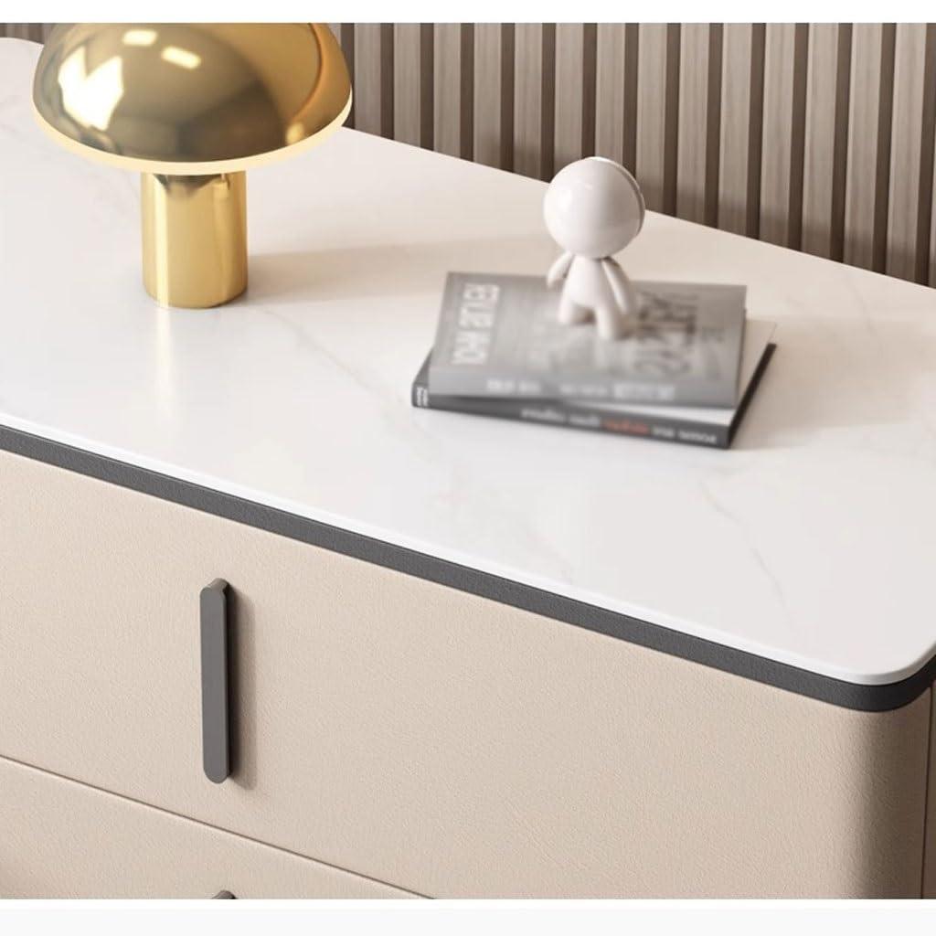 DIEYPOL DIEYPOL Night Stand Simple Modern Cream Style Minimalist Large Bedside Table Slate Bed Bedstand(3,70cm)