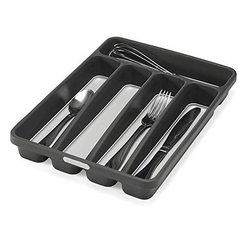 madesmart madesmart Classic Mini Silverware Tray, Soft Grip, Non-Slip Kitchen Drawer Organizer, 5 Compartments, Multi-Purpose Home Organization, BPA Free, Granite