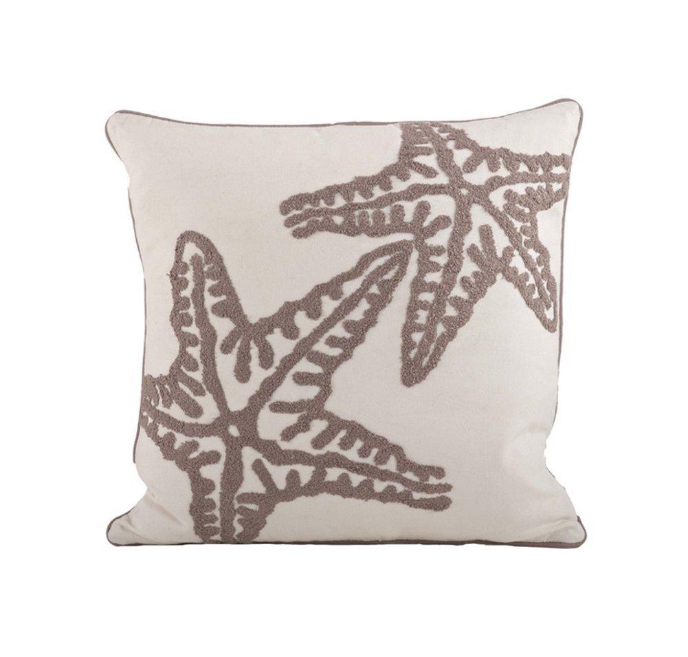 Fennco Styles Fennco Styles Sur La Mer Embroidered Starfish Cotton Decoration Down Filled Throw Pillow, 18-inch Square