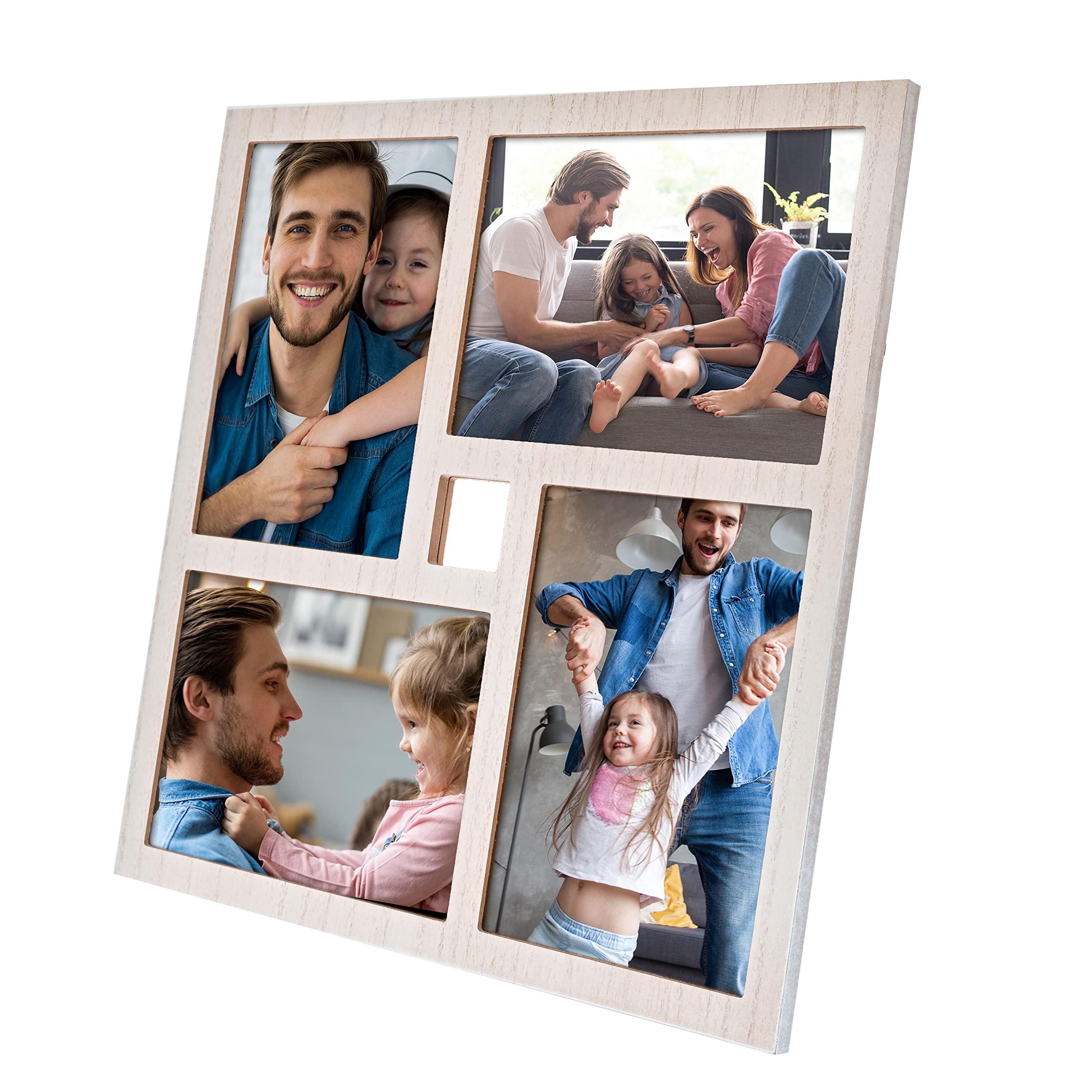 MONT PLEASANT MONT PLEASANT Collage Picture Frame 5x7 4-Opening Rustic Farmhouse Collage Photo Frames 4X6 with Mat Family Muti Frame for Wall Decor Hanging or Tabletop Display White