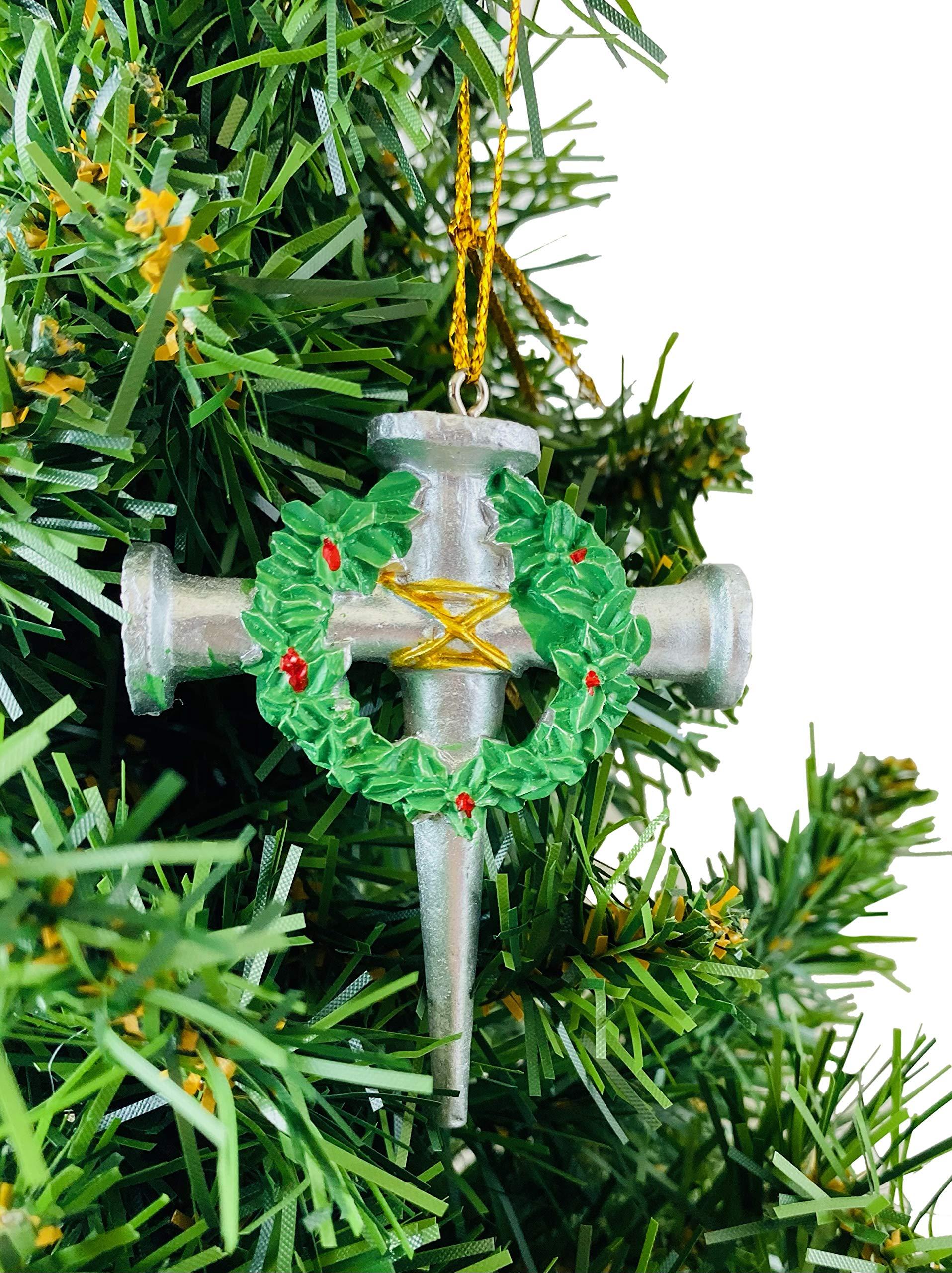 Westmon Works The Christmas Nail Ornament with Story Card Nails of Jesus Christ on The Cross with Wreath Set