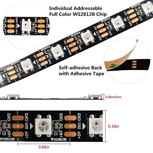 WESIRI WESIRI WS2812B LED Strip Lights 16.4ft 5M WS2812B 300LEDs Programmable Individual Addressable WS2811 Built-in 5050 RGB LED Strip IP30 Non-Waterproof DC5V with Mini Controller