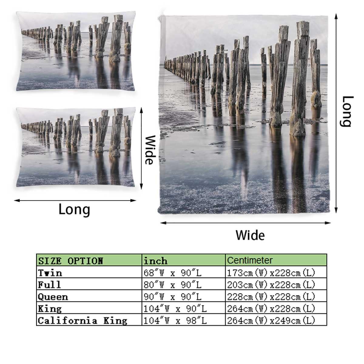 YANFENQI YANFENQI California King Size Duvet Covers Coast Beach Seascape Zippered Bedding for Kids Teens Adults (California King,104\" W X 98\" L)