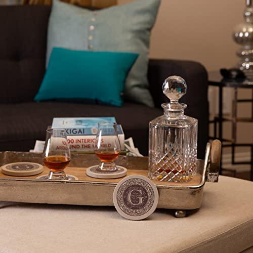 Thirstystone Thirstystone Monogram Coasters, All Natural Stone with Non-Slip Cork Backing, Drink Absorbent & Protects Table, Great for Gifts, Letter G (Set of 4)