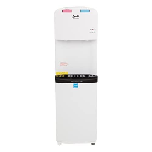 Avanti Avanti Water Cooler Dispenser Top Loading, Holds 3 & 5 Gallon Bottles with Stainless Steel Reservoir, Cold and Hot Temperature, Perfect for Homes, Kitchens, Offices, Dorms, 5-Gallon, White