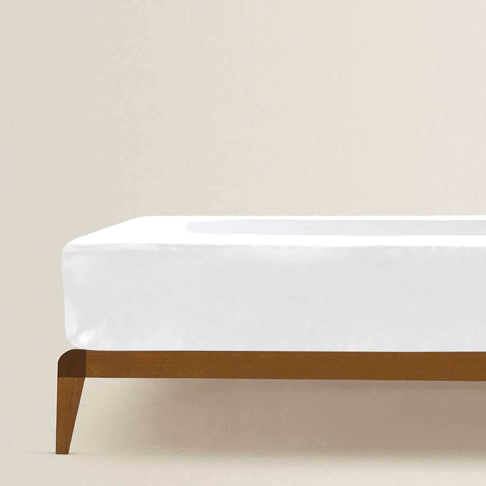 Protocott Protocott Box Spring Cover Full Size - 100% Egyptian Cotton Wrap Around 4 Sides Bed Skirt for Hotel & Home, Fits Luxury Super Soft Box Springs up to 14 - Full, White