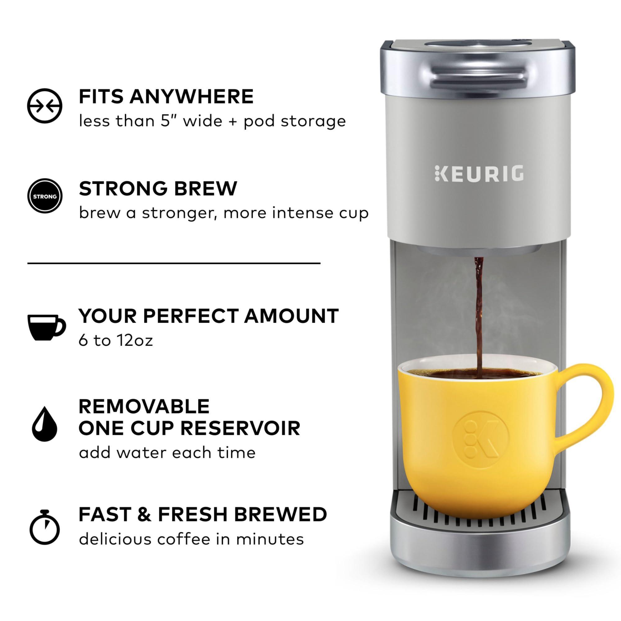 Keurig Keurig K-Mini Plus Single Serve K-Cup Pod Coffee Maker, with 6 to 12oz Brew Size, Stores up to 9 K-Cup Pods, Travel Mug Friendly, Studio Gray