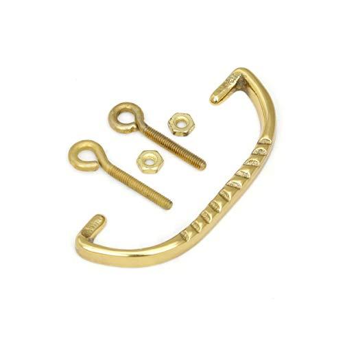 Renovators Supply Manufacturing Renovators Supply Victorian Brass Cabinet Bail Pull 3 3/4 Inches Long Solid Cast Brass Ribbed Style Drop Handle Dresser or Drawer Pulls with Adjustable Boring Includes 2 Eyebolts and 2 Nuts Pack of 2