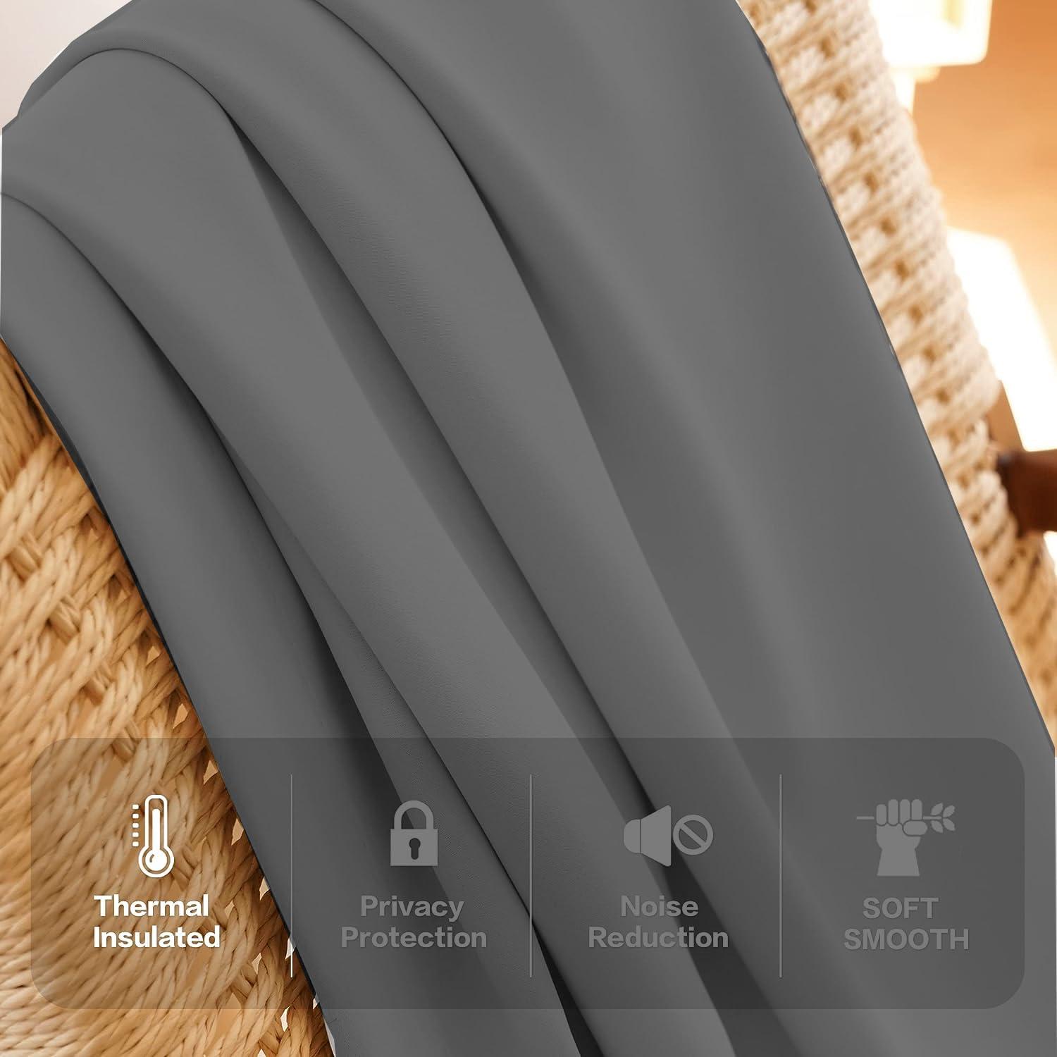 Villey Drapes Villey Drapes Double Pinch Pleated Blackout Curtains Thermal Insulated Room Darkening Window Treatments for Home/Office Pack of 1 Panel Hooks, tiebacks (Dark Grey, 100x120)