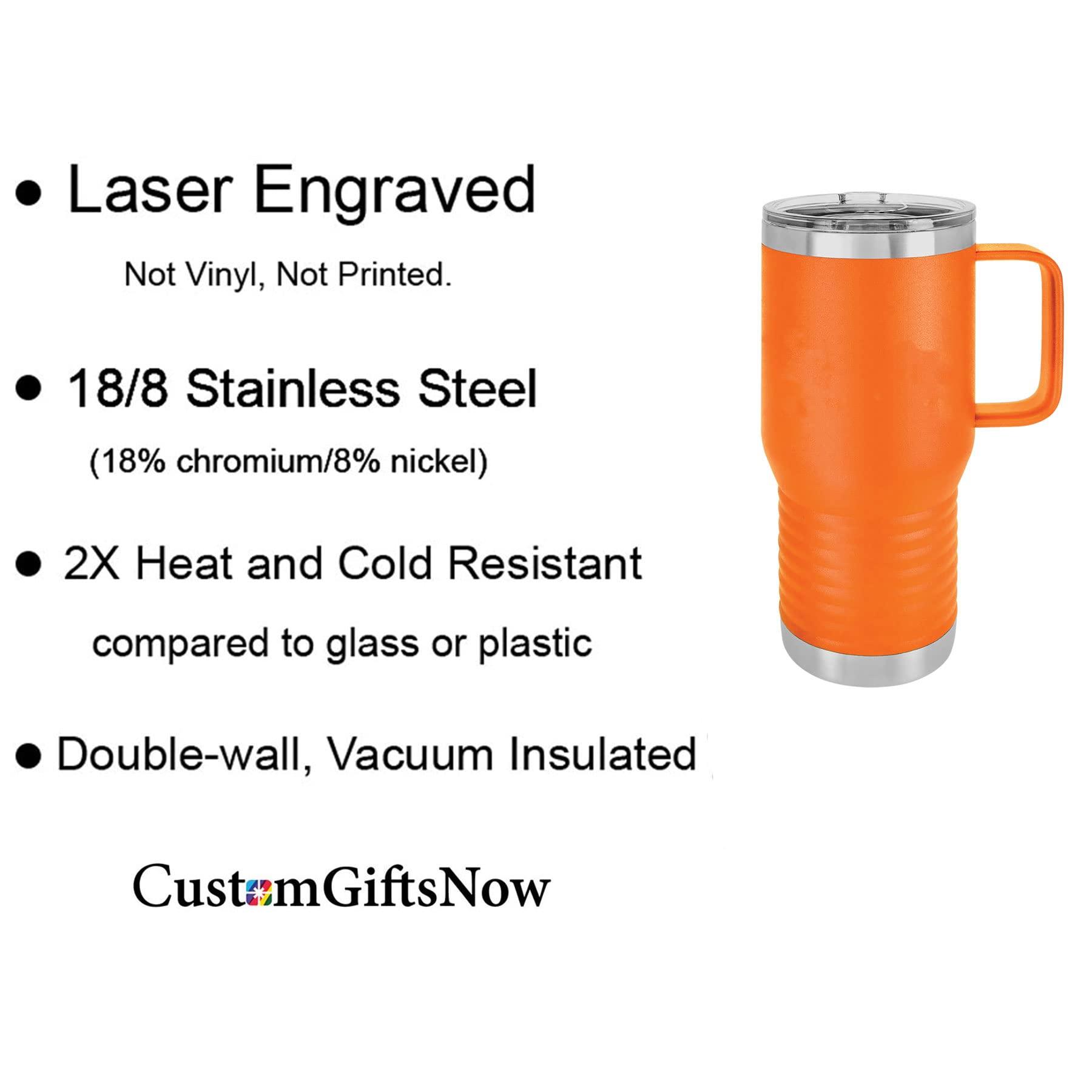 CustomGiftsNow 20-Ounce Vacuum Insulated Stainless Steel Tumbler Customized Double-Walled Laser Engraved Coffee Closing Travel Mug, Pink Chicken, Rooster, Baby Chick Farm, Personalized