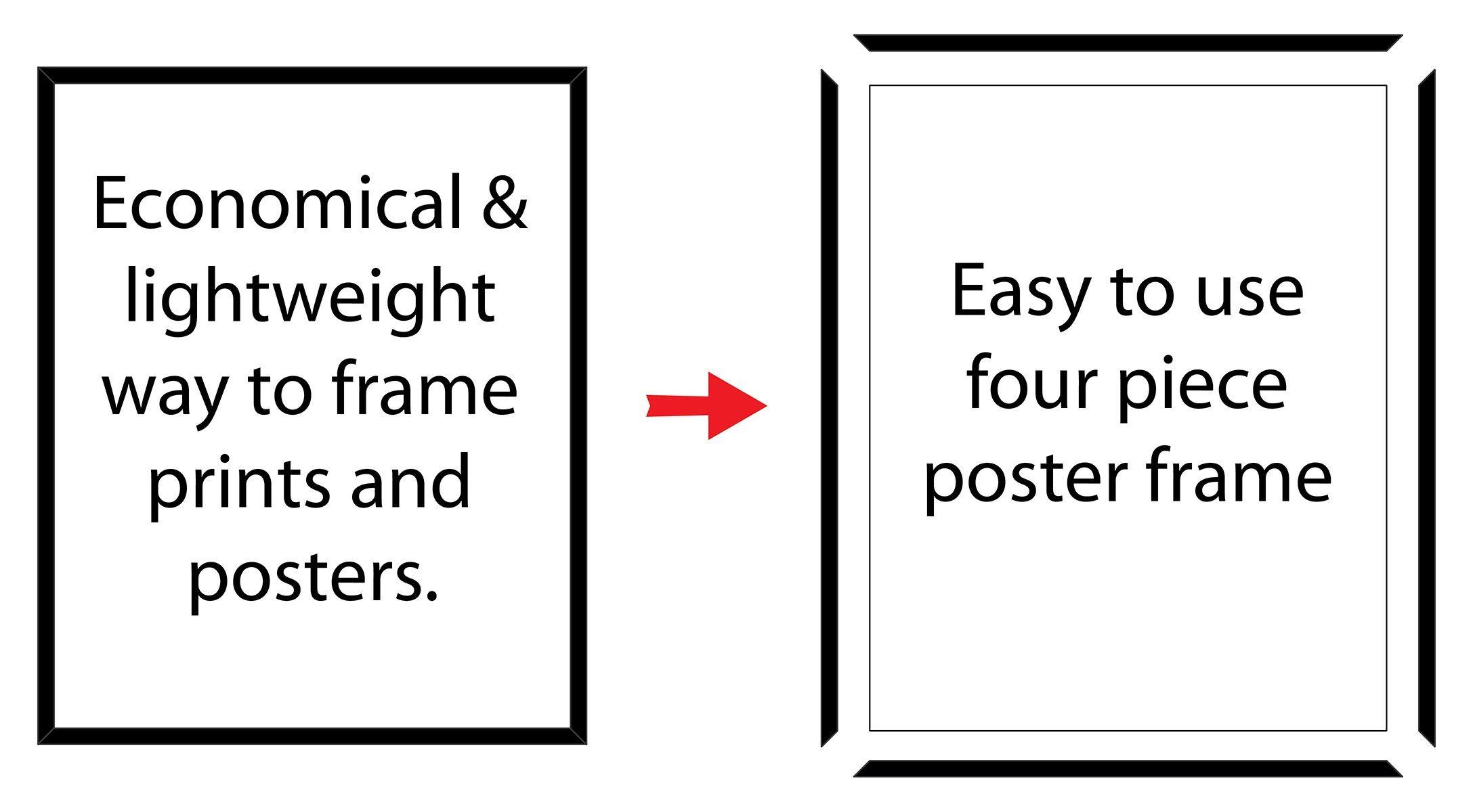 MCS MCS Original Poster Frame 20x28 Black Lightweight Vertical & Horizontal Wall Hanging Large Picture Frame for Posters, Art Prints & Gallery Wall (2-Pack)