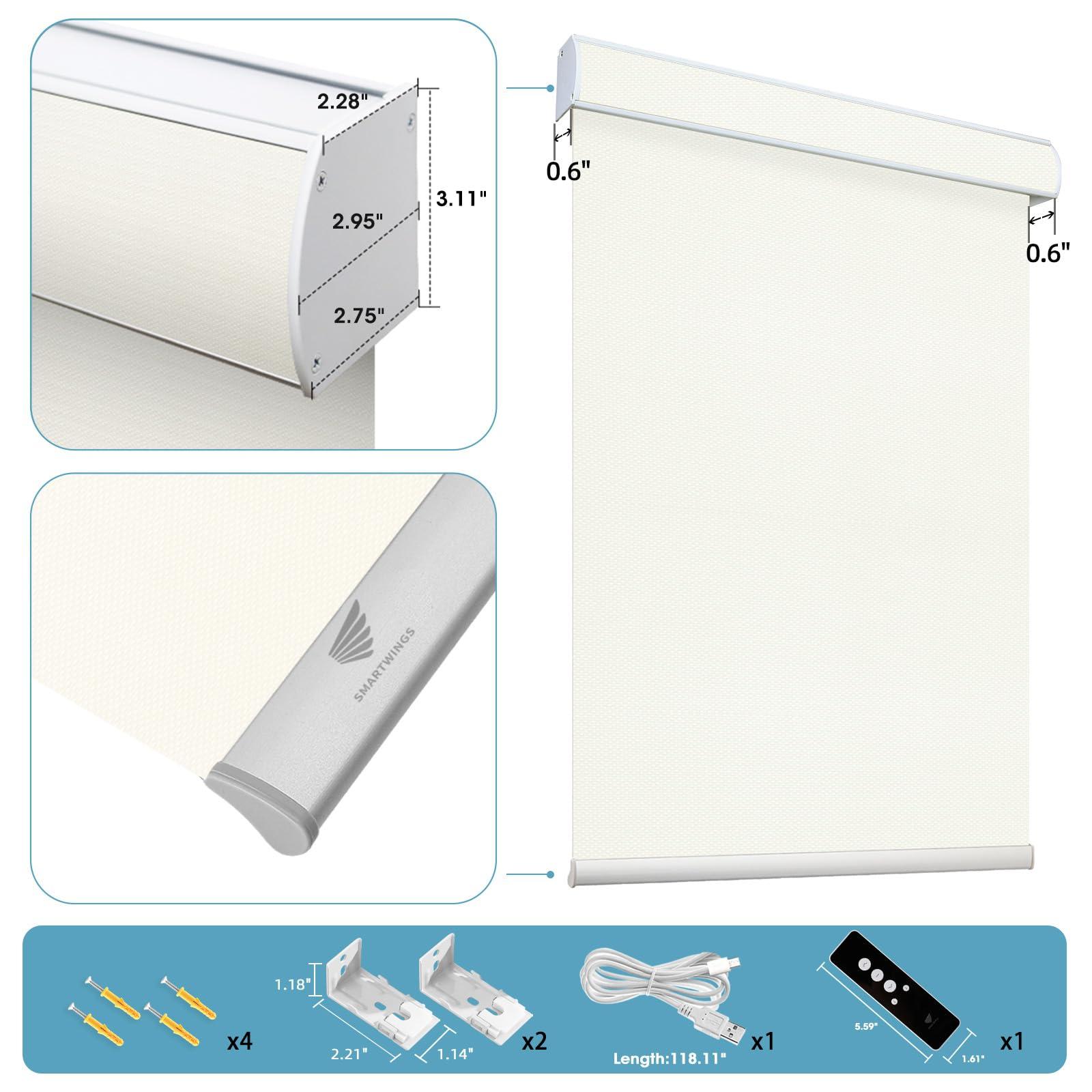 SmartWings SmartWings Motorized Blinds Compatible with Alexa and Google, Automatic Z-Wave/Zigbee Smart Shades with Remote, 100% Blackout Roller Shade, Customized Vinyl Waterproof Blind, Beige