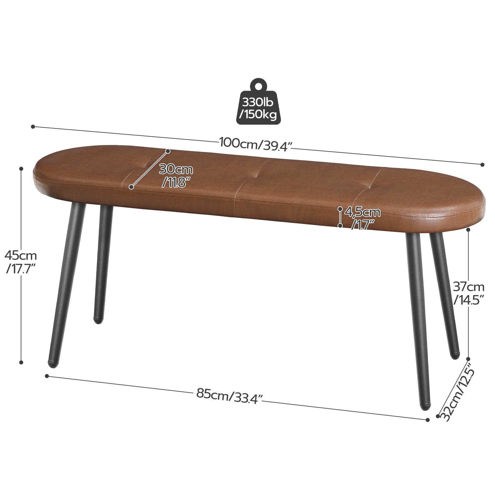 HOOBRO HOOBRO Pair of 2 Benches and Dining Bench Bundle, Industrial Style Indoor Benches for Kitchen, Living Room, 39.4\" Upholstered Table Bench for Kitchen, Dining Room, Entryway BF01CD01-CB100CD01
