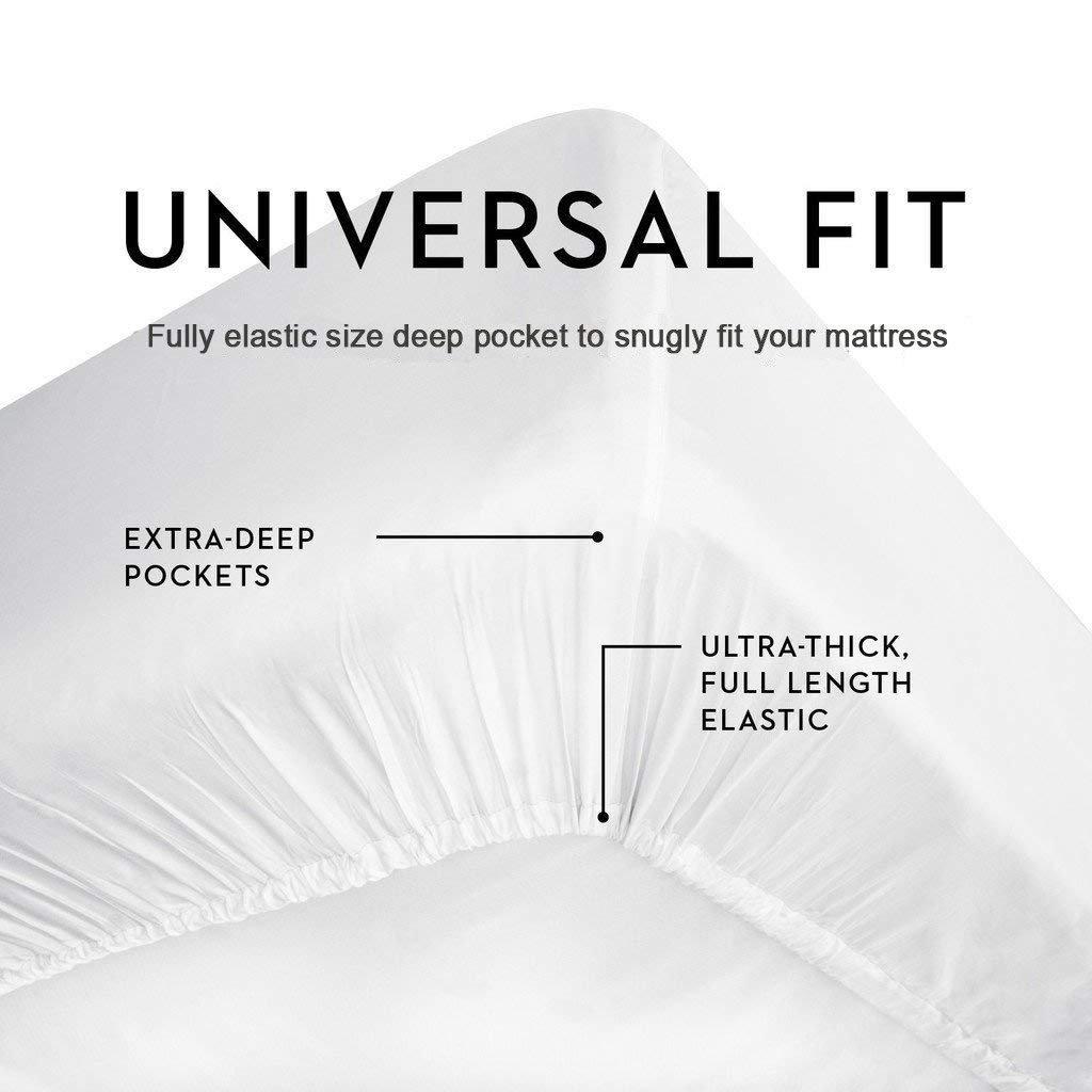 Sophia Cotton Club Queen Size Sheets Hotel Luxury Soft 550-TC Egyptian Cotton - Sheet Set for Queen Size (60x80) Mattress Fits 21-23 Inches Fully Elastic Deep Pocket (Stripe, Taupe)