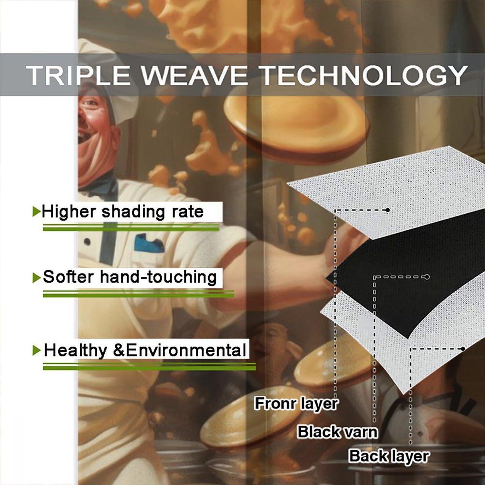 YungHo YungHo Chef Curtains, Fat Chef Door Busy Scene in The Kitchen Patterned Blackout Window Treatment, Beautiful Room Dcor & Easy Set Up 21" W x 45" L x2Decor