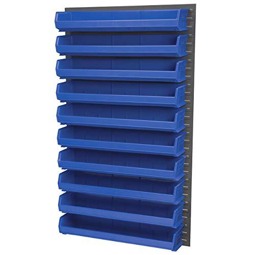 Akro-Mils Akro-Mils 30320 AkroBins Plastic Storage Bin Hanging Stacking Containers, (9-Inch x 33-Inch x 5-Inch), Blue, (4-Pack)