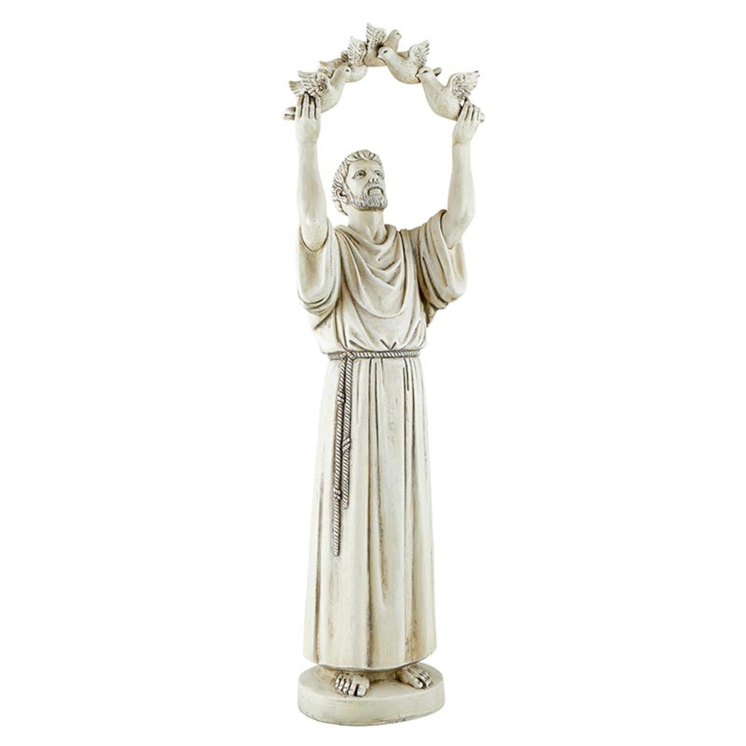 Christian Brands Avalon Gallery Outdoor Sculptures Saint Francis of Assisi Inspirational Stone Resin Garden Statue, 25.5-Inch, with Dove
