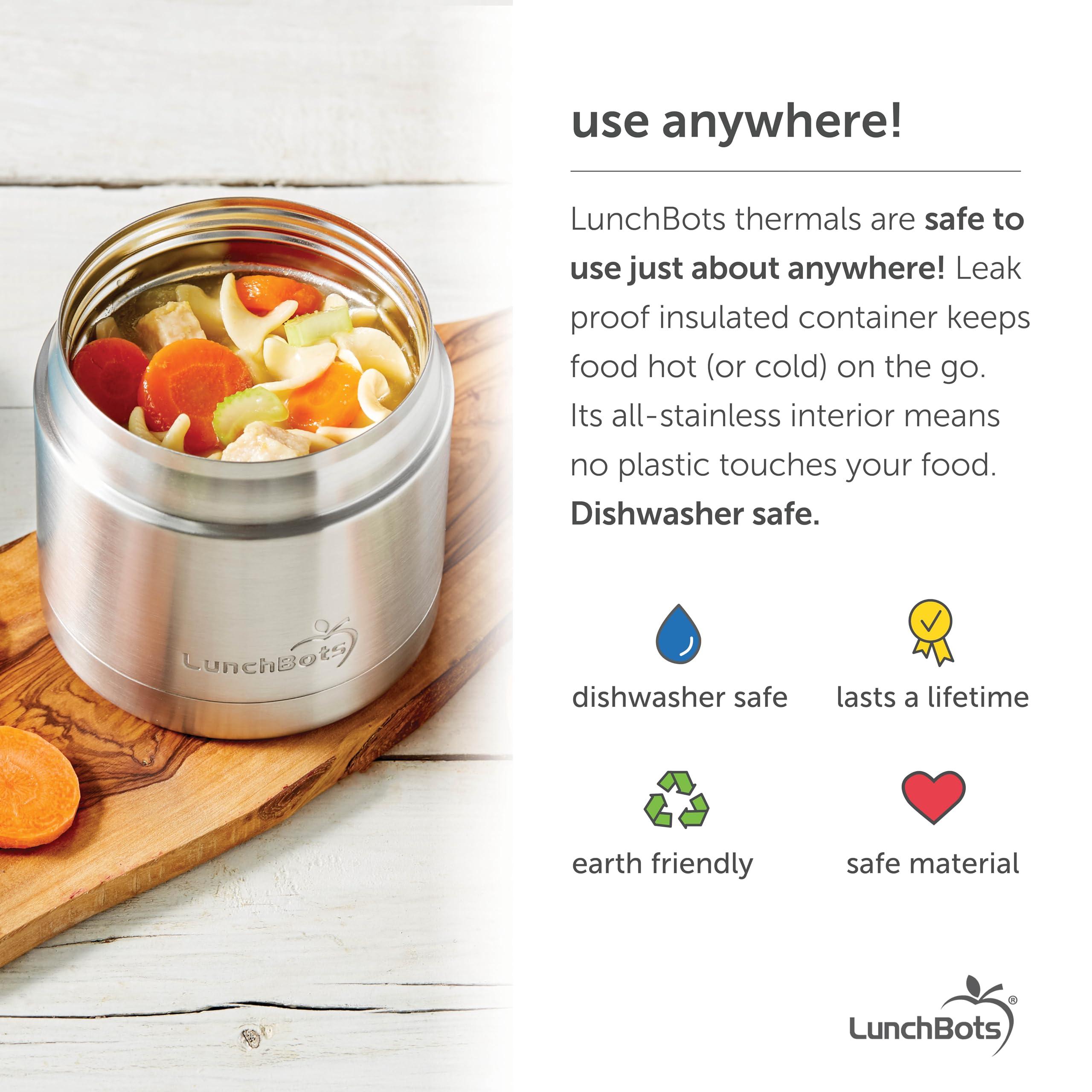 LunchBots LunchBots 16oz Thermos Stainless Steel Wide Mouth - Insulated Thermos With Vented Lid - Keeps Food Hot or Cold for Hours - Leak-Proof Portable Thermal Food Jar is Ideal for Soup - 16 ounce - Black