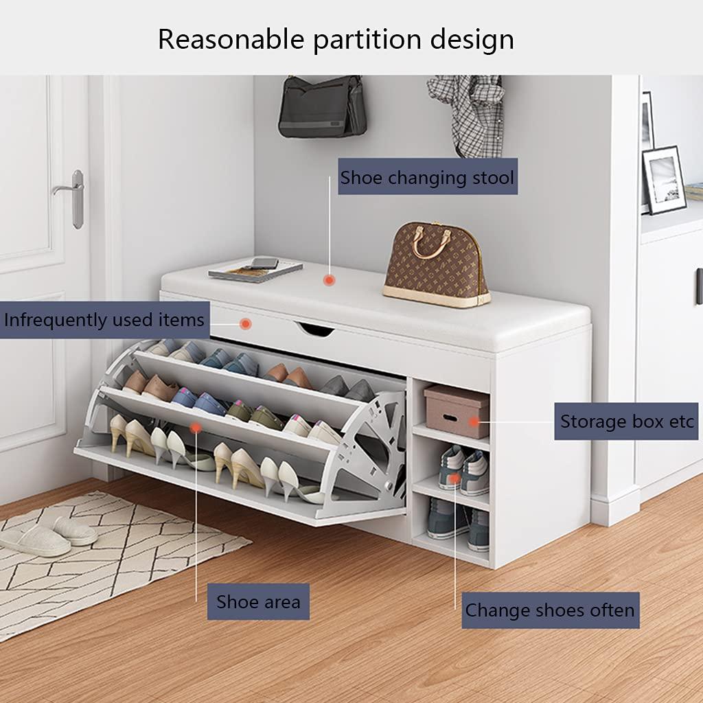 ZAIHW ZAIHW Shoe Cabinet Simple Modern Shoe Rack Tipping Shoe Cabinet Large-Capacity Multi-Function Locker,Well-Designed Shoe Organizer Shoe Seat Stool for Home,Size: 603450cm