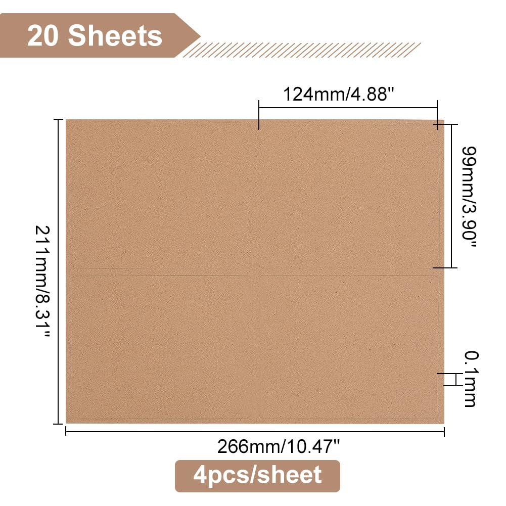 PH PandaHall PH PandaHall 20 Sheet/80pcs Adhesive Wine Bottle Labels Custom Wine Label Stickers 3.94.9\" Brown Blank Label Stickers Bottle Label Covers for Wine Wedding Engagement Anniversary Cocktail Party