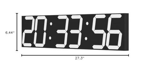 CHKOSDA CHKOSDA Digital Wall Clock, Oversize Led Digital Clock with Auto Dimmer, Huge Countdown Timer with Remote Control, 27\" Wide Led Display, 6 Digits, Wall Mount, Date and Temperature (White)