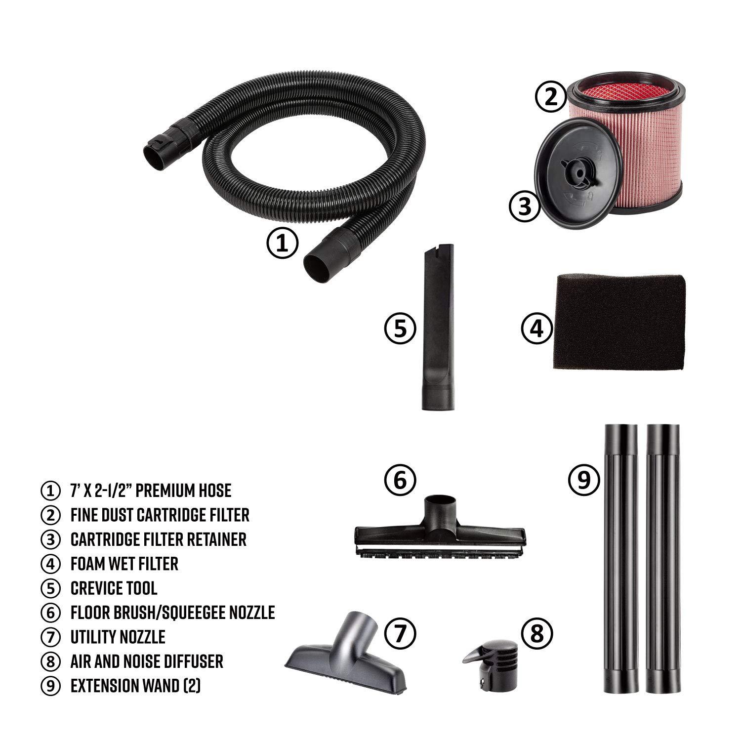 Vacmaster Vacmaster Professional Wet/Dry Vac, 12 Gallon, Beast Series, 5.5 HP 2-1/2\" Hose (VJH1211PF0201) , Black