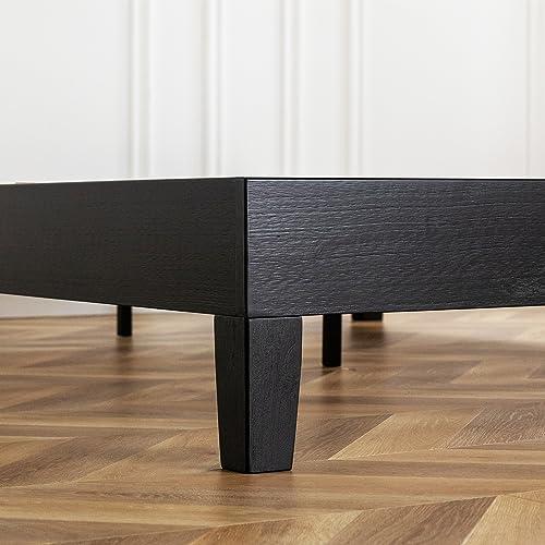 Mellow Mellow Naturalista Grand 12 Inch Solid Wood Platform Bed with Wooden Slats, Easy Assembly, Queen, Black