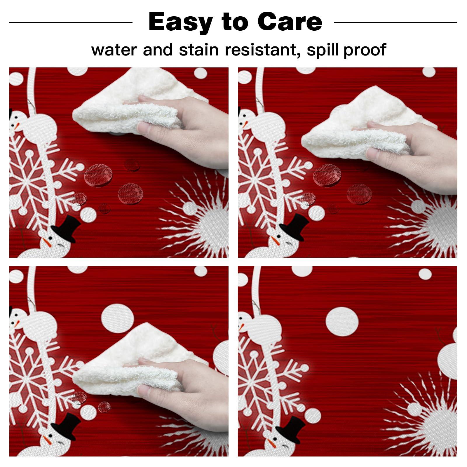 ZOE GARDEN ZOE GARDEN Red Christmas Round Tablecloth Waterproof & Stainproof Tablecloths, Wipeable Table Cloth Wrinkle-Free for Dining/Party/Wedding Farmhouse Snowman Snowflake Wood 54\" Dia