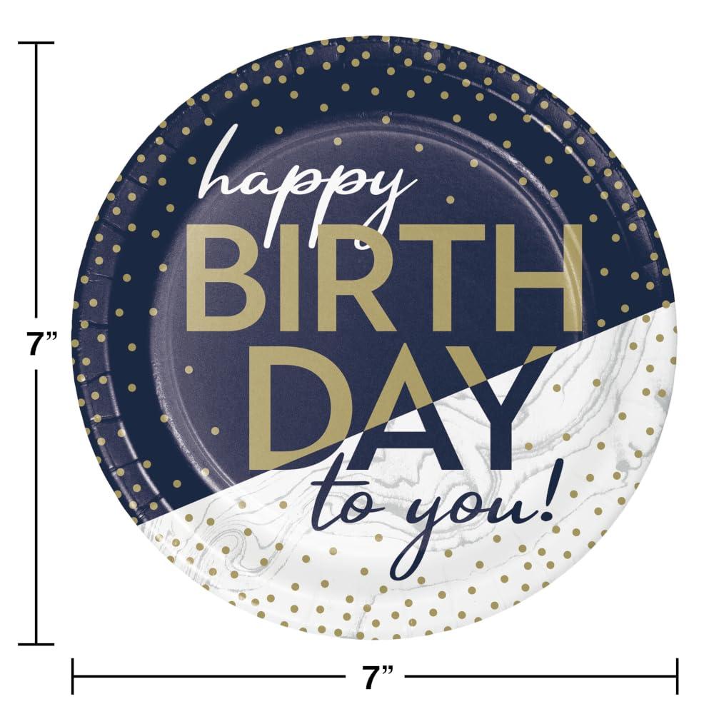 Trendware Trendware Navy and Gold 65th Birthday Party Supplies Kit, Serves 8