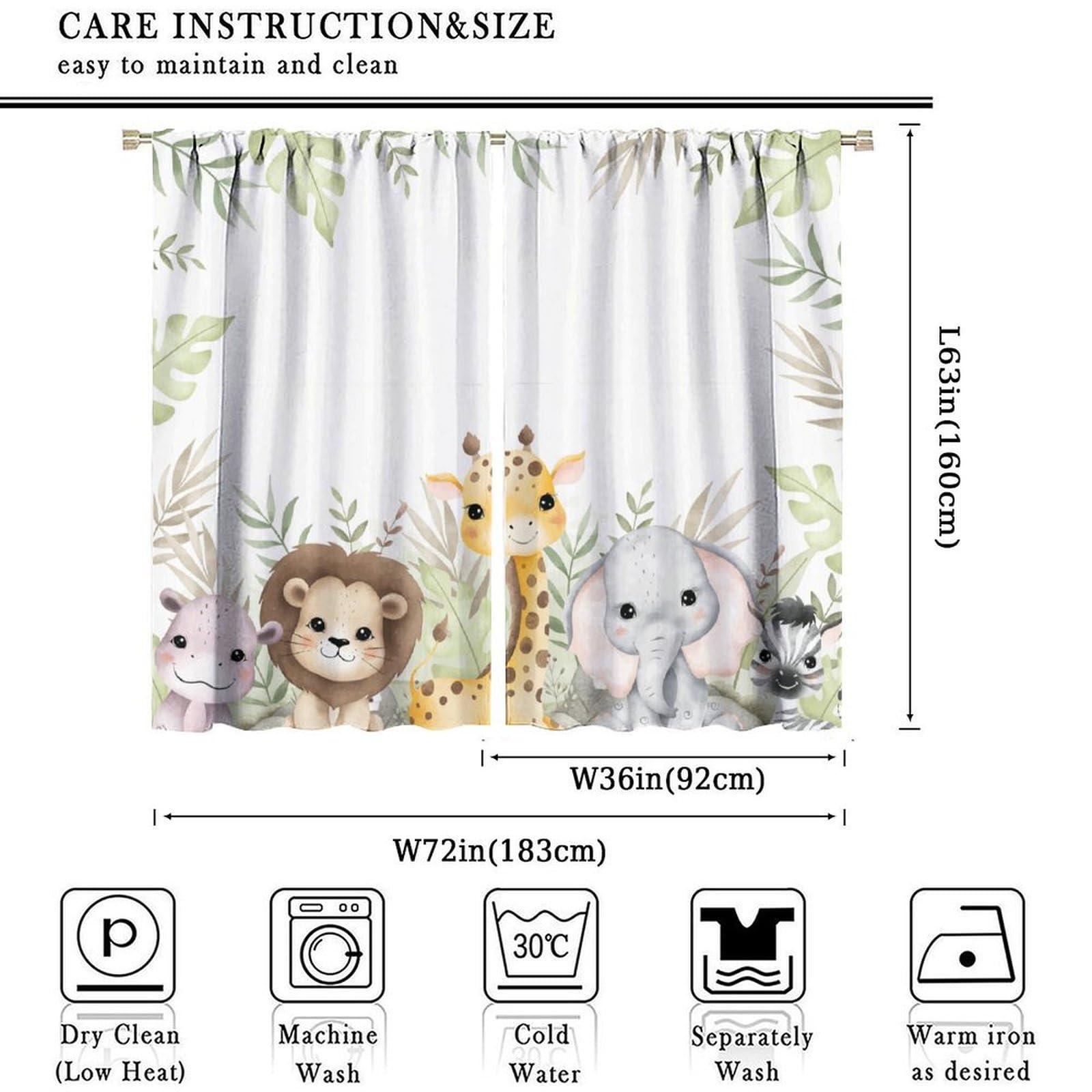 SGLyuliang SGLyuliang Nursery Curtains, Jungle Curtains, Safari Curtains for Nursery, Hippo Curtains Animal cub Curtains for Nursery Kids Room Classroom W72xL63 Inch
