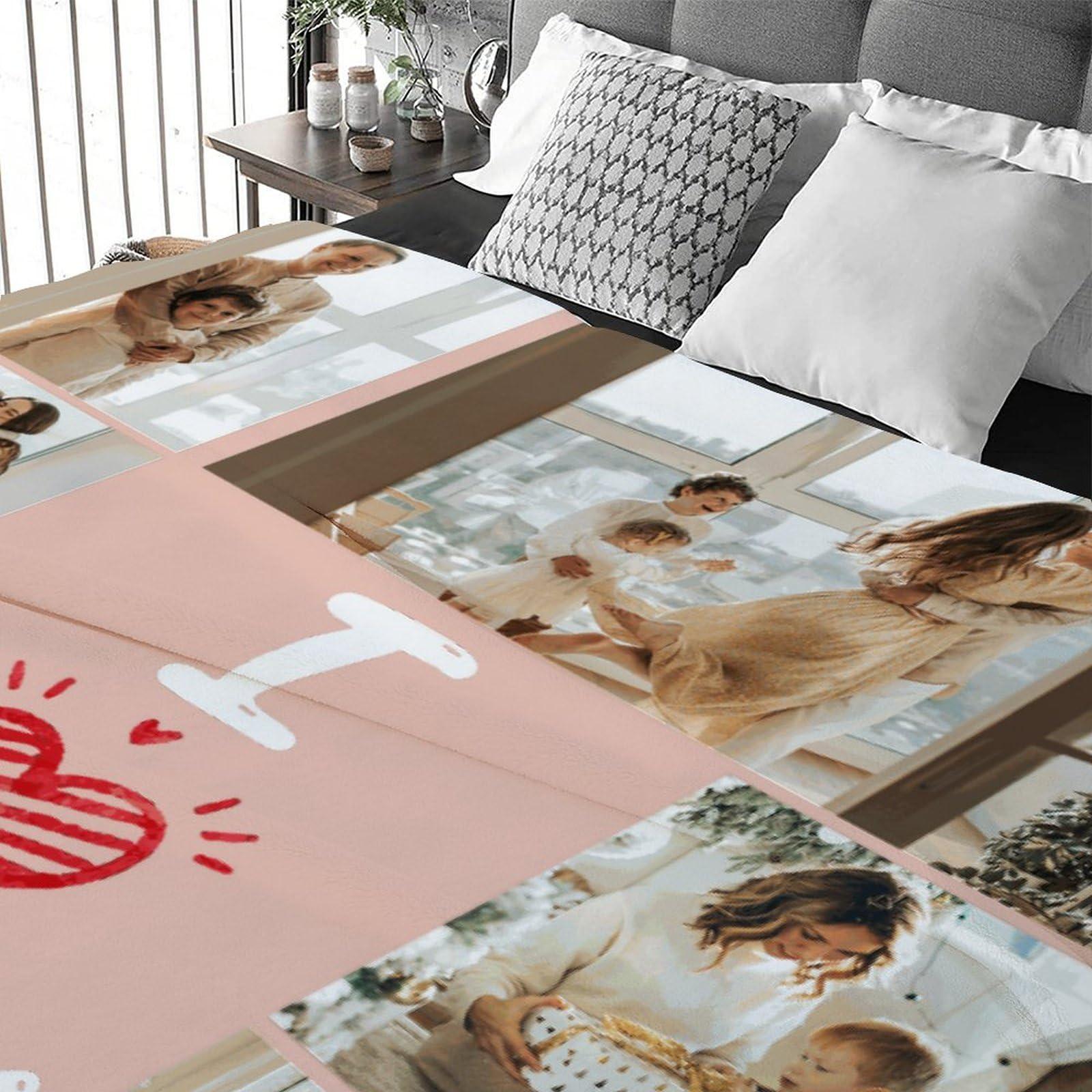 Glohox Custom Christmas Blanket with Photos,Personalized Blanket for Women, Custom Baby Blanket, Personalized Throw Birthday Gifts for Husband Blankets 60x80