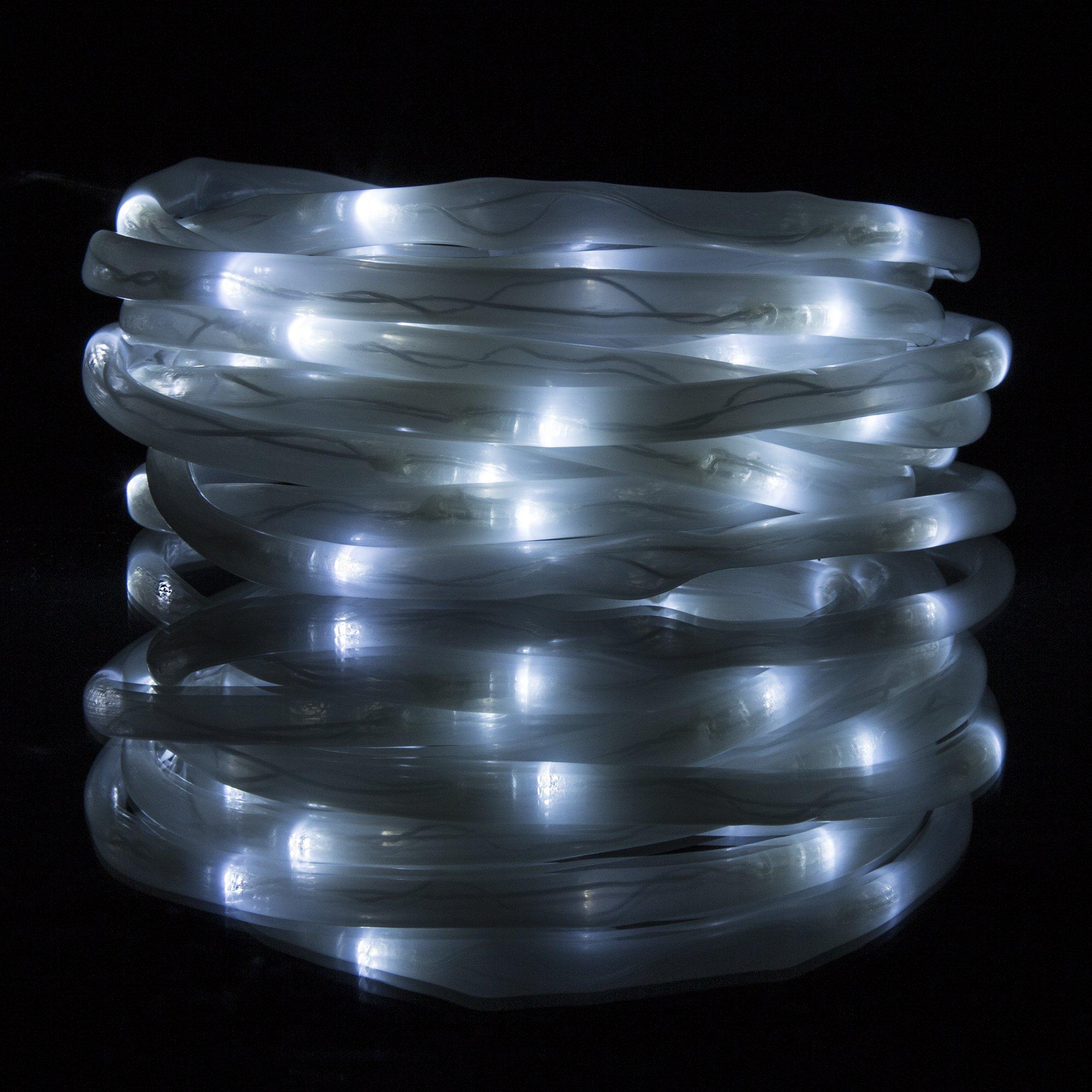 Pure Garden Pure Garden Solar Powered LED Rope Lights – 32 FT Strand with 100 White Bulbs, Steady or Twinkle Mode – Outdoor Patio, Landscape, and Garden Décor