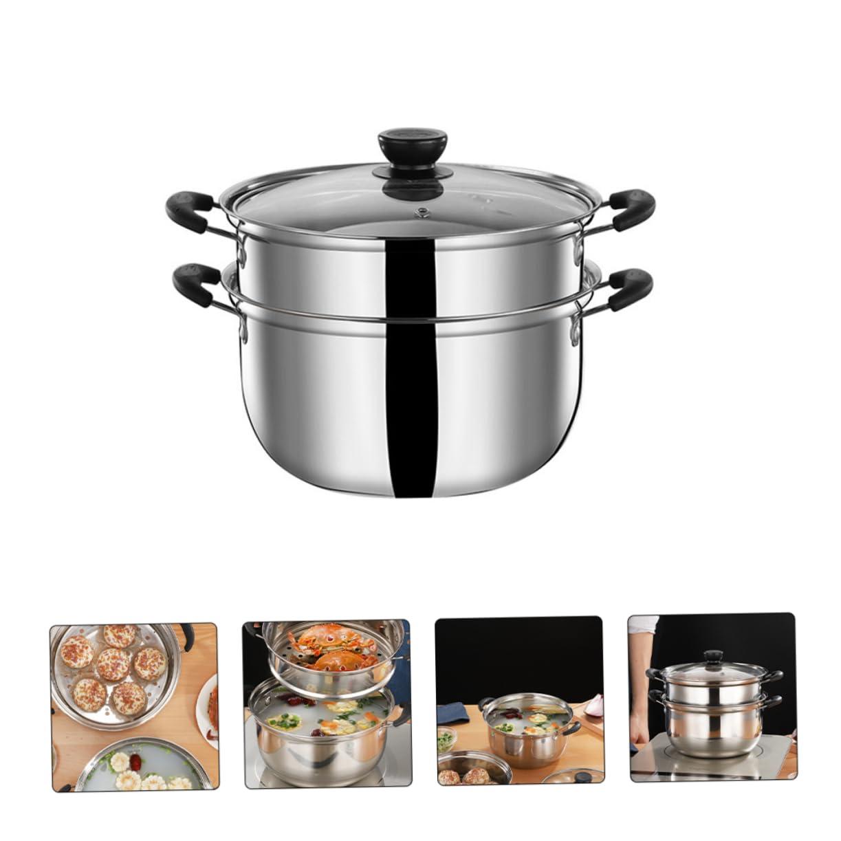 Zerodeko Zerodeko Kitchen Steam Pot Lightweight Compact Stainless Steel Stock Pot for Soup Steaming