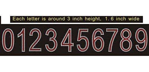 Dingword hot fix rhinestone motif,RHINESTONE IRON HEAT TRANSFER CAPITAL ALPHABET LETTERS and Numbers (3 INCH number RED)