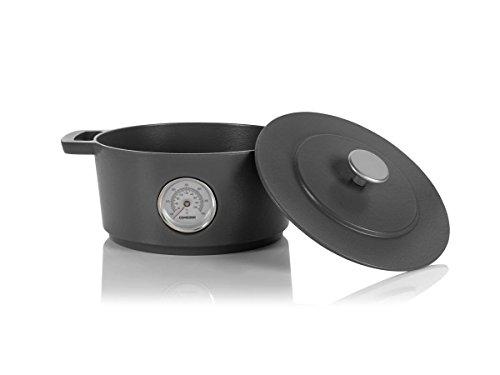 Cuisipro Combekk RAILWAY Recycled Enameled Cast Iron 4.25 Quart Dutch Oven w/ Thermometer, Concrete, 9.5\"