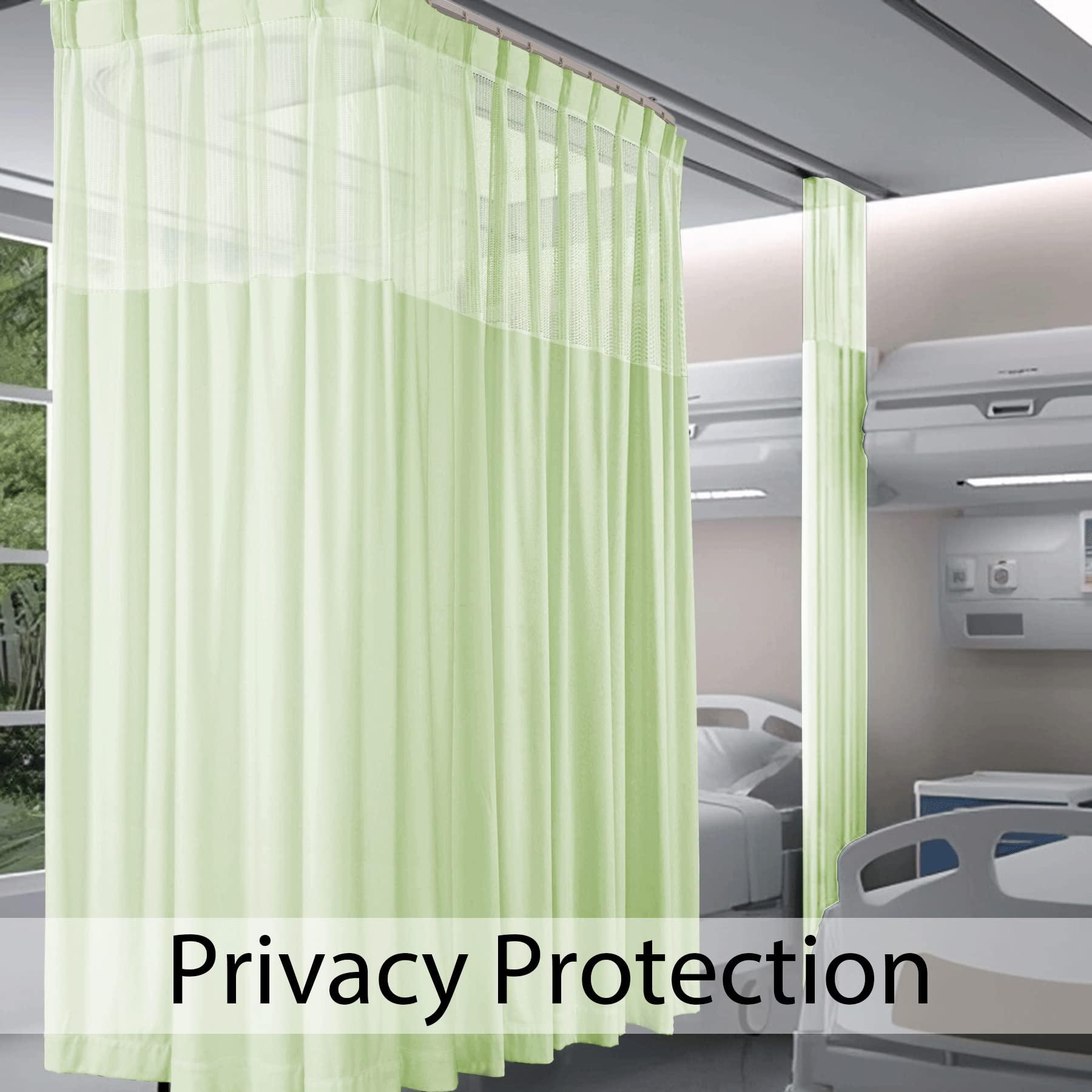 Fcosie Fcosie Extra Wide 15ft Wide x 8.5ft Tall Hospital Room Divider Curtains Pinch Pleat Green, Cubicle Curtain Panel, Medical Grade Privacy Curtain with Mesh Top, Hospital Bed Divider Curtain, 1 Panel