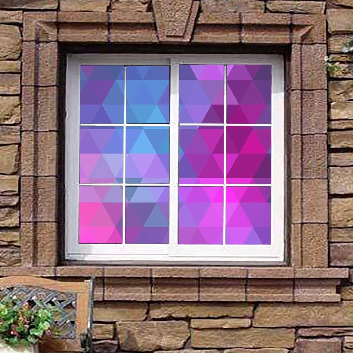 JIXIRUY Frosting Privacy Film for Glass Windows Multicolored Triangles Static Cling No Adhesive Window Sticker Decorative Frosted Glass Film 23.6Wx59L-inch x2 Pcs