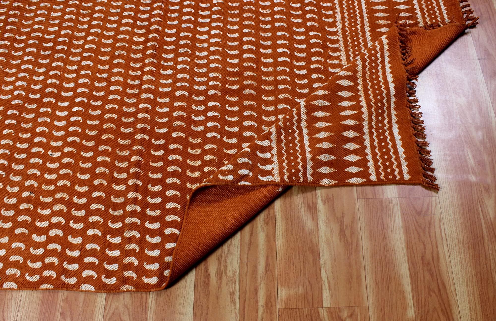 CASAVANI Kilim Rug 12x15 Area Rug Red & Beige Cotton Dhurrie Geometric Thick 0.19 inches Stone Easy Washable Rug Hand Wash Cotton Carpet Flatweave Rug Indoor Outdoor Rugs for Living Room, Bedroom