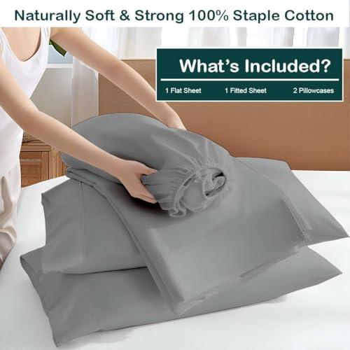 NON Sticky cotton Short Queen Sheets for Rv Camper 100% Cotton Rv Sheets Short Queen Sheets Camper Sheets Rv Queen Sheets Short Queen Sheet Set for Rv Camper Short Queen Sheets for Rv Mattress Light Grey Solid