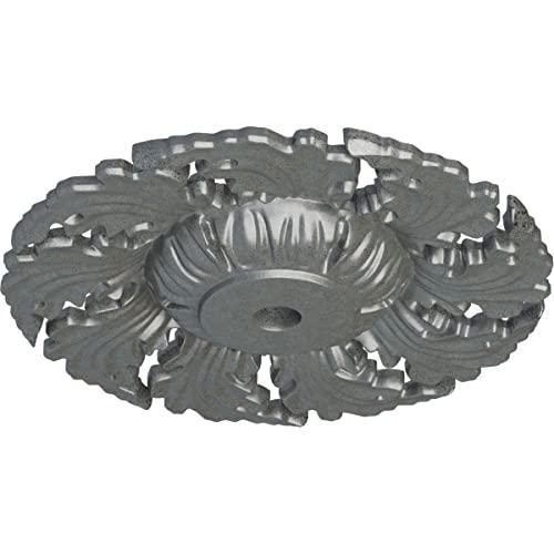 Ekena Millwork Ekena Millwork CM14NEPLS Needham Ceiling Medallion, 14 5/8\"OD x 2 1/4\"P (Fits Canopies up to 4 1/4\"), Hand-Painted Platinum
