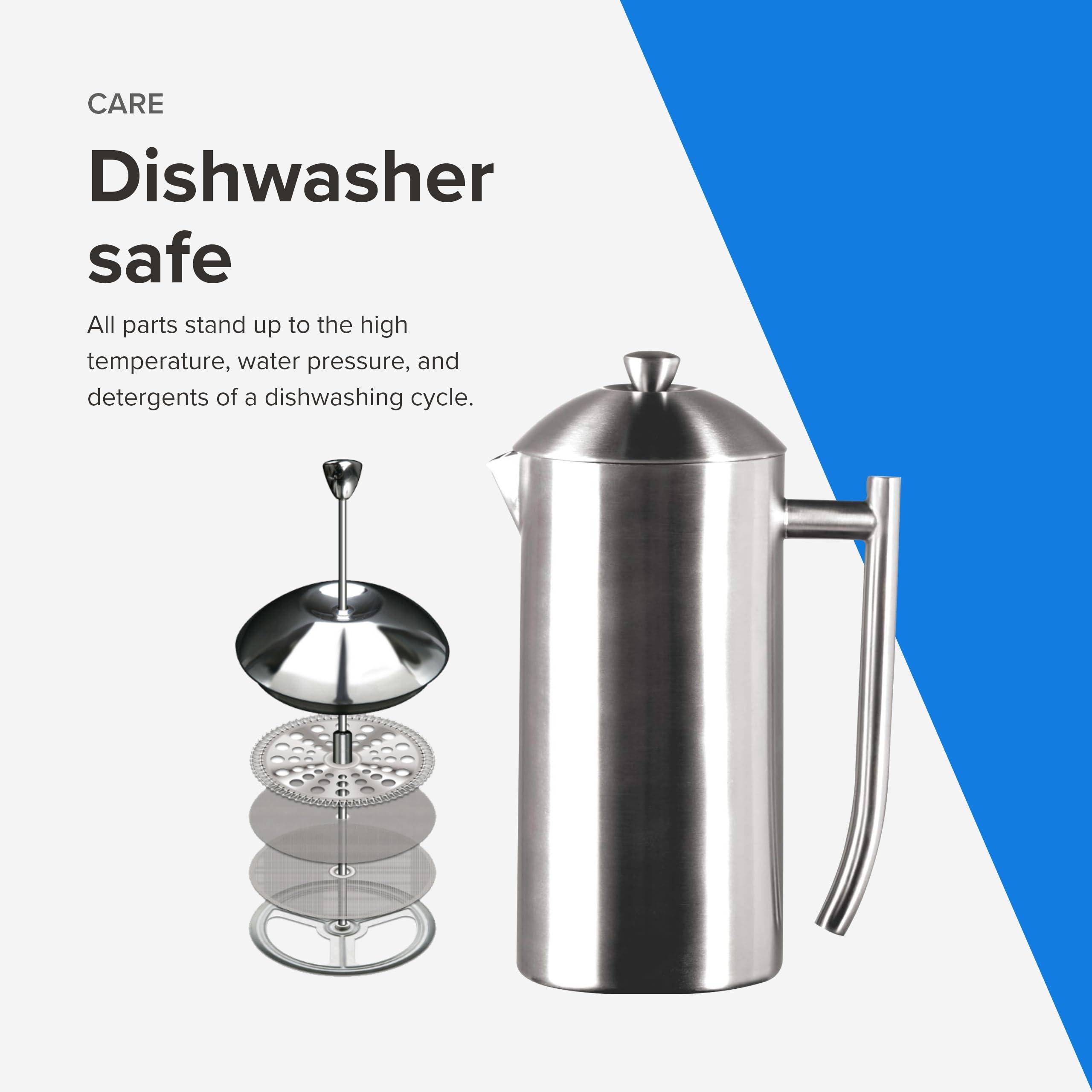 Frieling Frieling Double-Walled Stainless Steel French Press - 23 Oz Brushed Insulated Coffee Maker - Portable Metal Coffee Pot