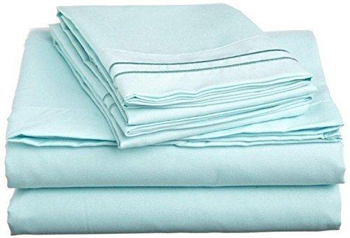 RBS BEDDING\'S RBS BEDDING\'S 800 TC Giza Cotton Sheet Set (4 Pcs) Giza Sheets Set - Hospital Twin (30 x 80) Aqua Blue Solid Fit Up to 13 inch Deep Mattress