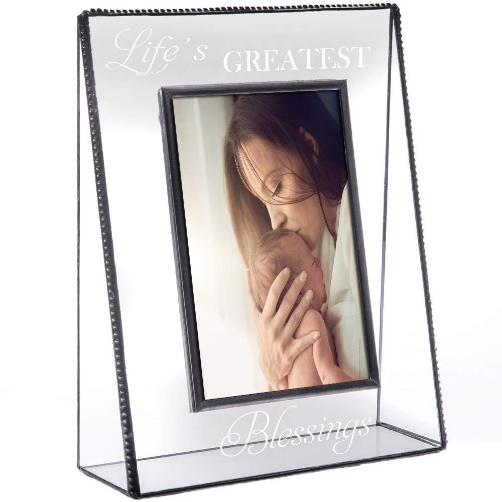 J Devlin Glass Art J Devlin Pic 319 Clear Photo Frame Engraved Life\'s Greatest Blessings Series (4x6 Vertical)